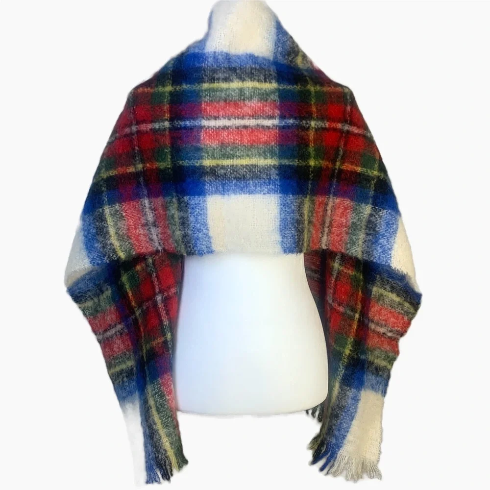 Vintage 70’s Mohair Wool Scarf St. Michael Made In Scotland